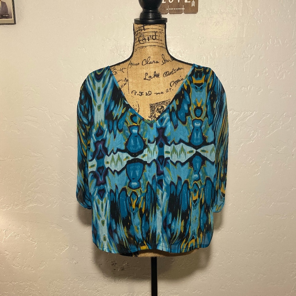 dots V-neck, batwing blouse, size large